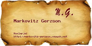 Markovitz Gerzson névjegykártya